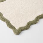 Bowie Scalloped Bath Runner - Ivory/Olive Green