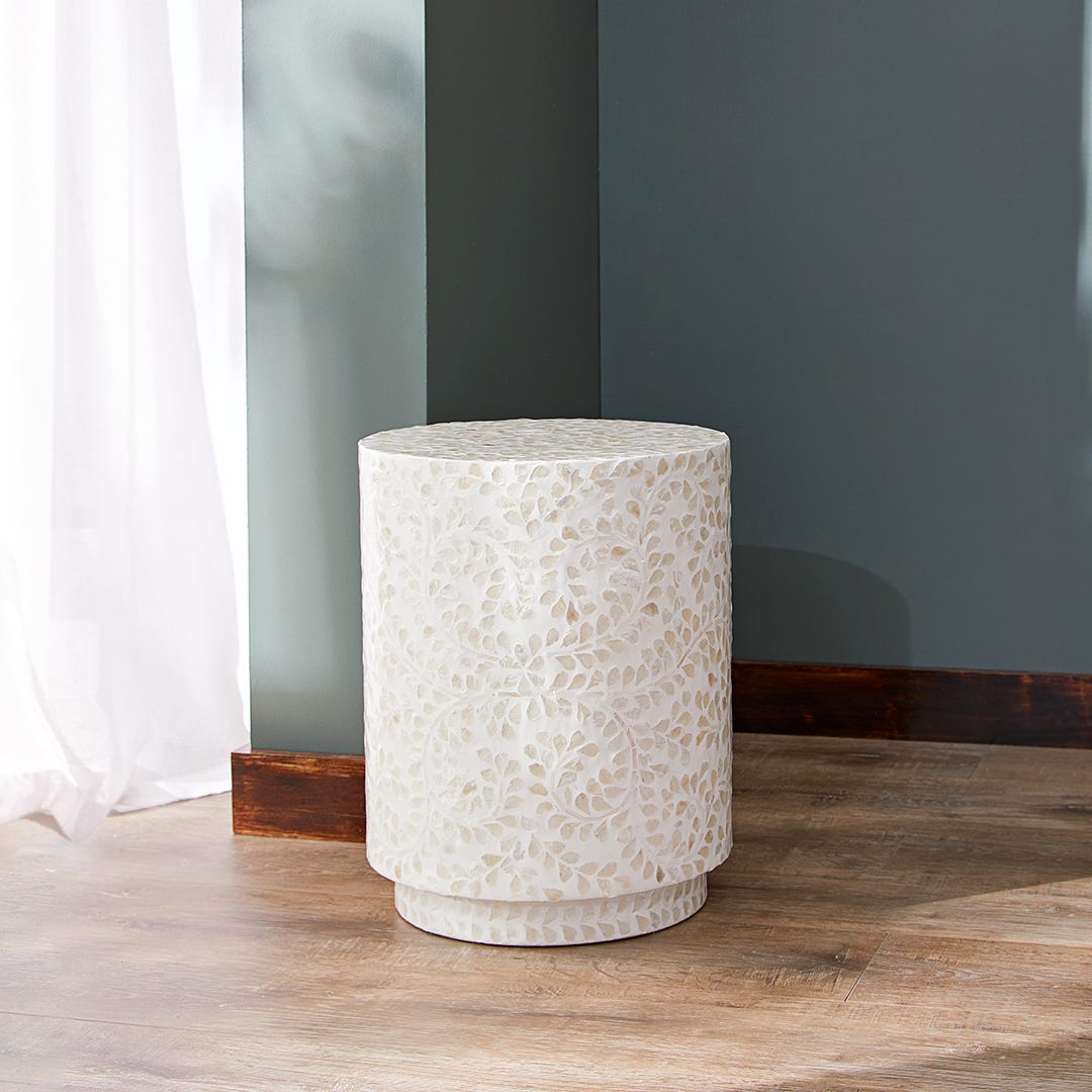 STOOL_Alice Inlay Stool / Ivory